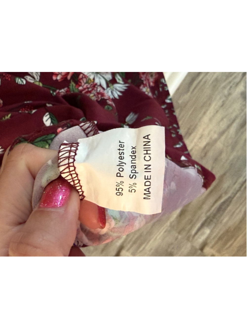 Tralilbee 2X Burgundy Floral Babydoll Dress Ruffle Sleeve Plus Size - Picture 4 of 4